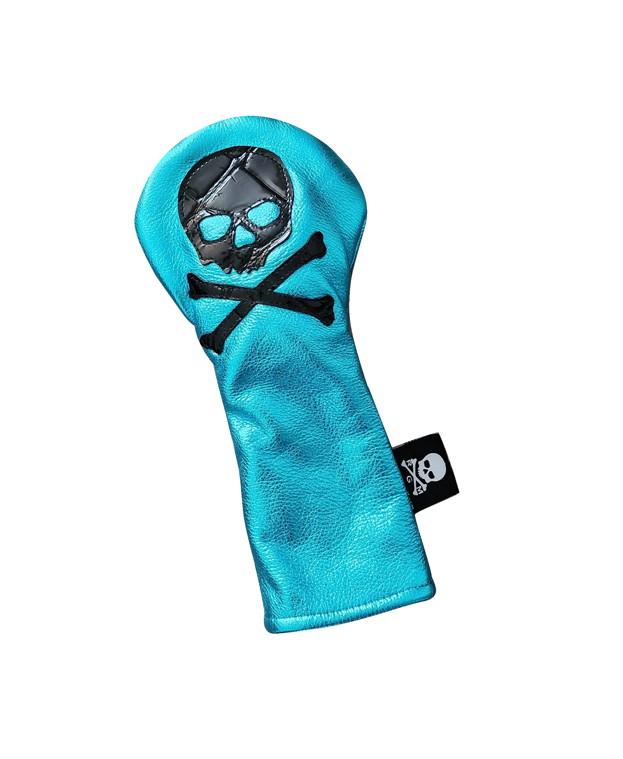 One-Of-A-Kind! Black Alligator Skull & Bones Metallic Blue Driver Headcover - Robert Mark Golf