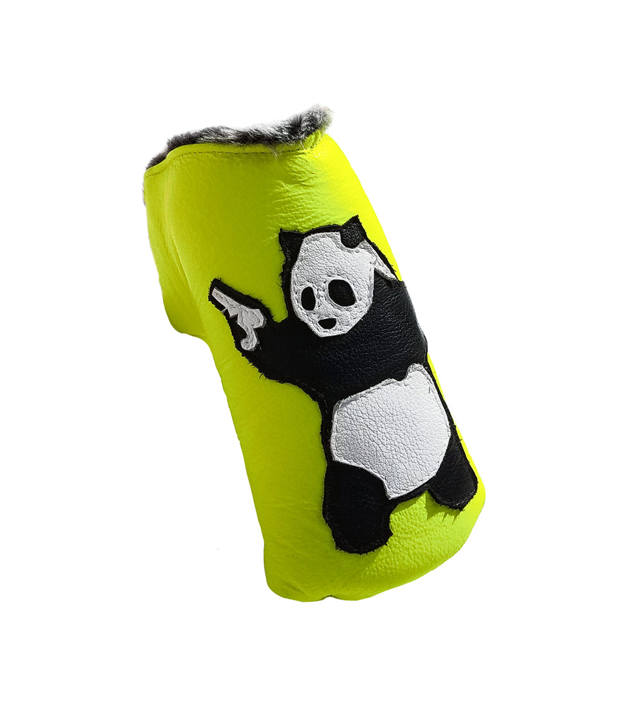 The Neon Yellow Panda With Guns Putter Cover - Robert Mark Golf