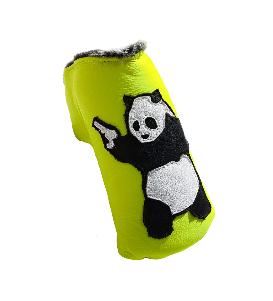 The Neon Yellow Panda With Guns Putter Cover - Robert Mark Golf