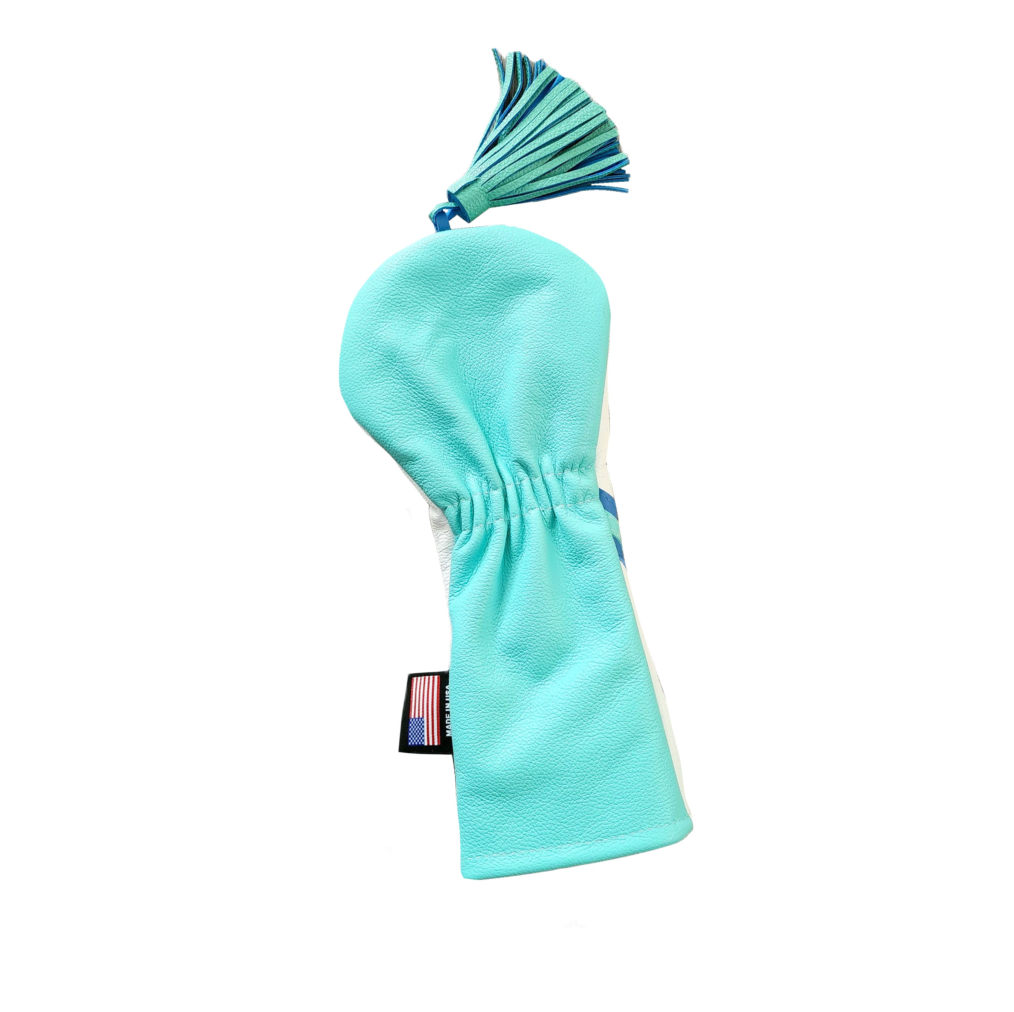 NEW! The RMG Retro Tassel, Black w/ Tiff Blue Skull & Bones Fairway Wood Headcover - Robert Mark Golf