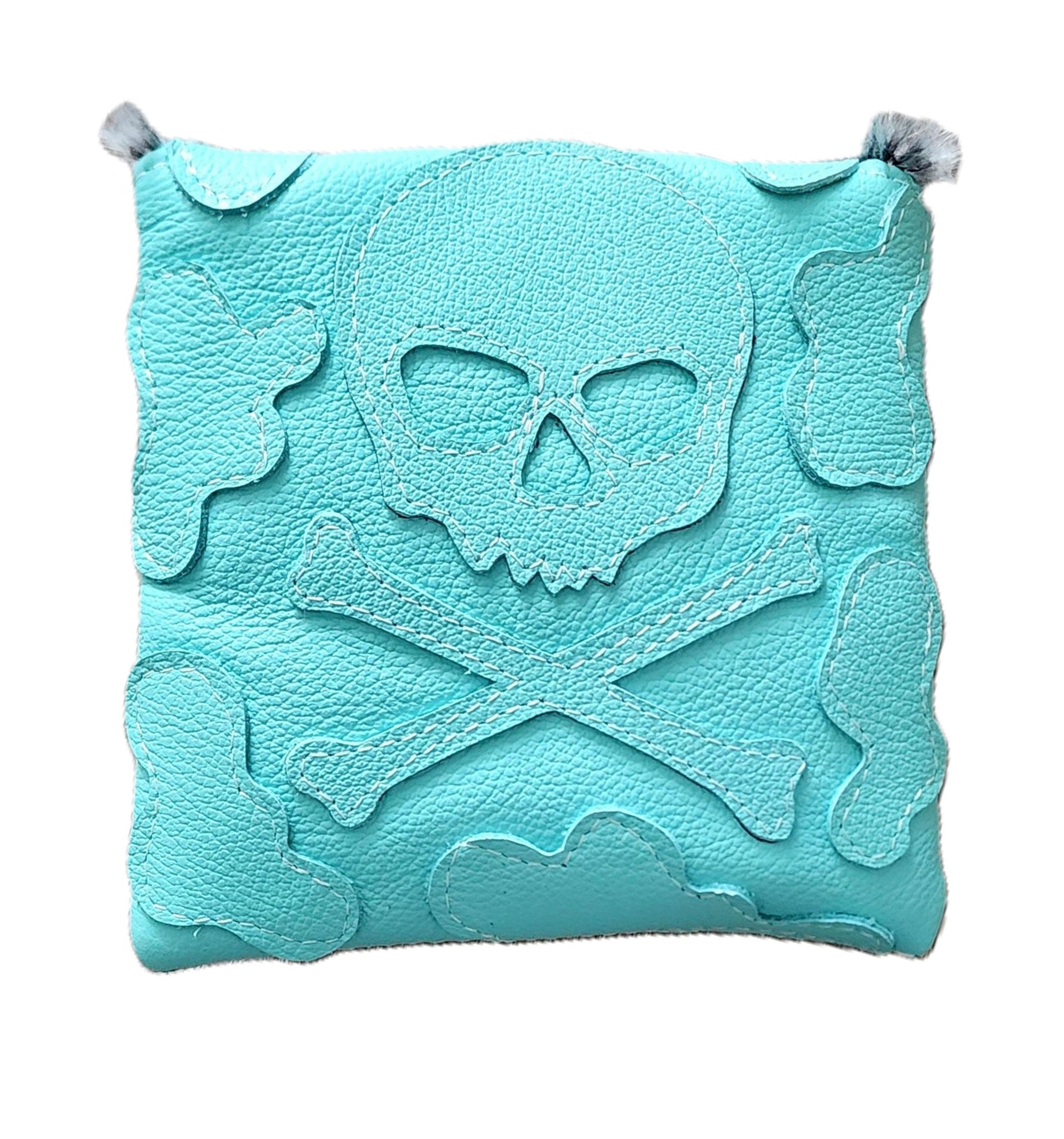 One-Of-A-Kind! Tiff Blue Camo Skull & Bones for Taylormade Spider or Scotty Cameron Mallet Putter Cover - Robert Mark Golf