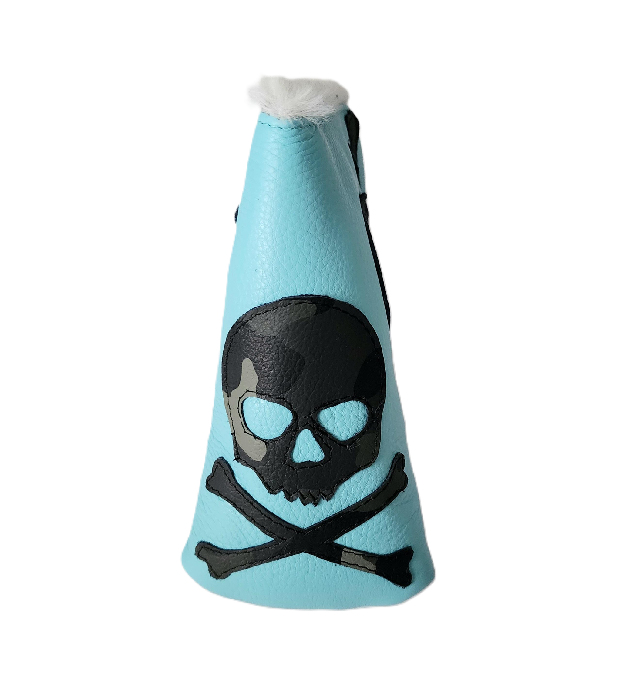 The Robin's Egg Blue, Tiffany, Camo Triple SKULL & BONES Blade, Mid Mallet Putter Cover! - Robert Mark Golf