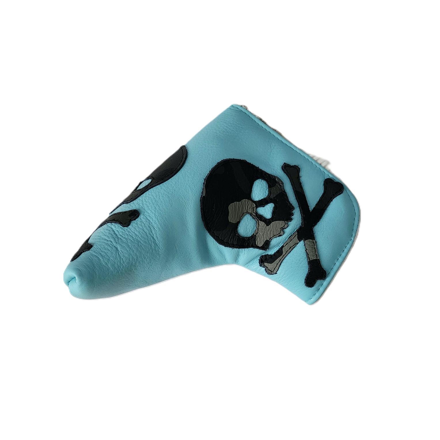 The Robin's Egg Blue, Tiffany, Camo Triple SKULL & BONES Blade, Mid Mallet Putter Cover! - Robert Mark Golf