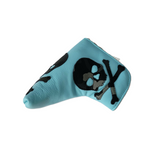 The Robin's Egg Blue, Tiffany, Camo Triple SKULL & BONES Blade, Mid Mallet Putter Cover! - Robert Mark Golf
