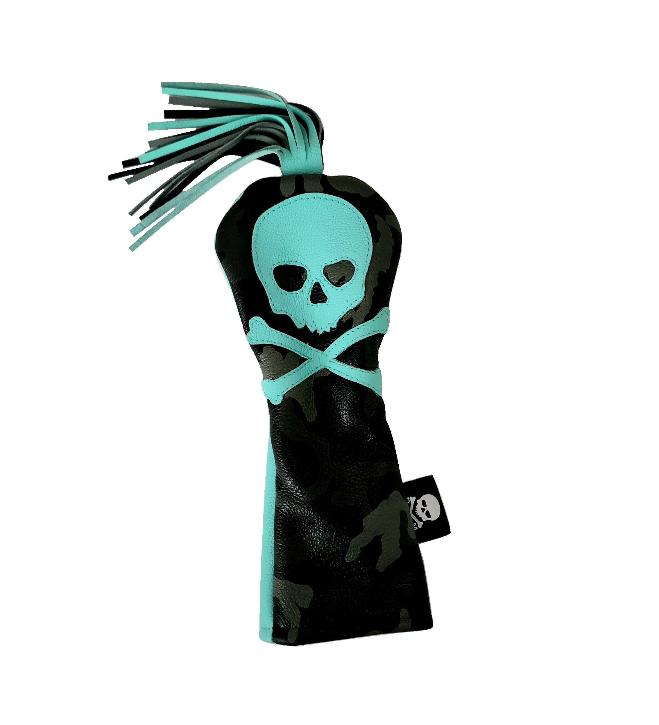 NEW! One-Of-A-Kind! Urban Camo  & Tiffany Blue Skull & Bones Tassel Fairway Wood headcover! - Robert Mark Golf
