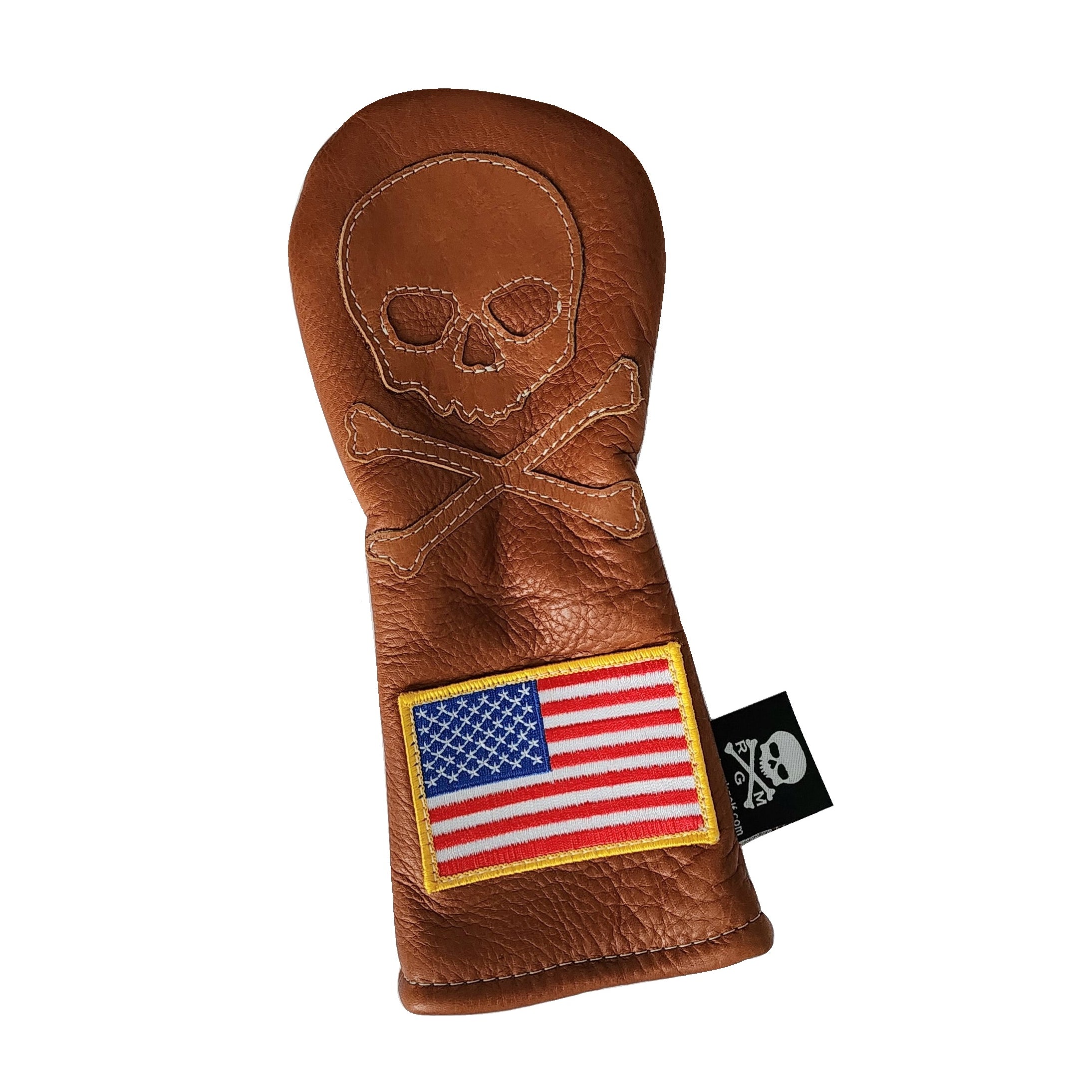 One-Of-A-Kind! Baseball Glove Leather USA Skull & Bones Fairway Wood Cover - Robert Mark Golf