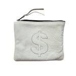White Robert Mark Golf Blizzard Dollar Zippered Valuables Bag with dollar sign design for secure storage