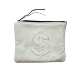 White Robert Mark Golf Blizzard Dollar Zippered Valuables Bag with dollar sign design for secure storage