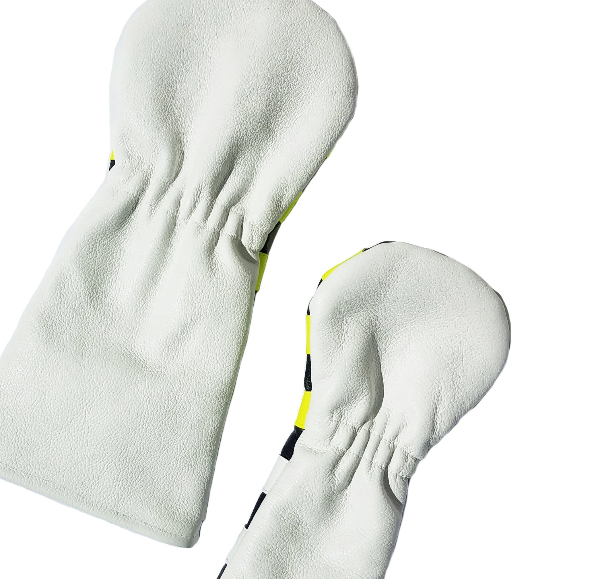 Pair of Neon Yellow Rugby Stripe Headcovers - Robert Mark Golf