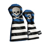 Blue Rugby Stripe with Skull & Bones Pair of Headcovers - Robert Mark Golf