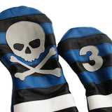 Blue Rugby Stripe with Skull & Bones Pair of Headcovers - Robert Mark Golf