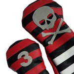 Red Rugby Stripe with Skull & Bones Pair of Headcovers - Robert Mark Golf