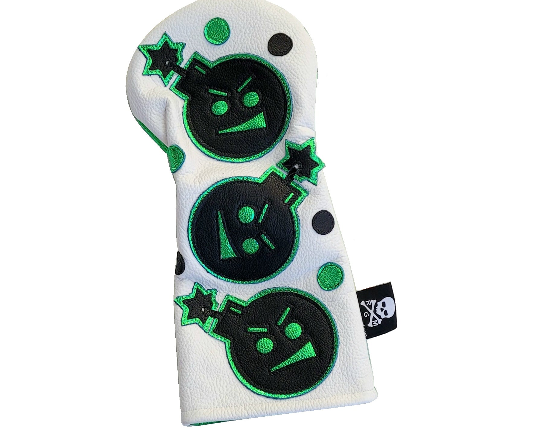 Limited Edition! Metallic Green Dancing "Angry Bombs" Driver Headcover - Robert Mark Golf