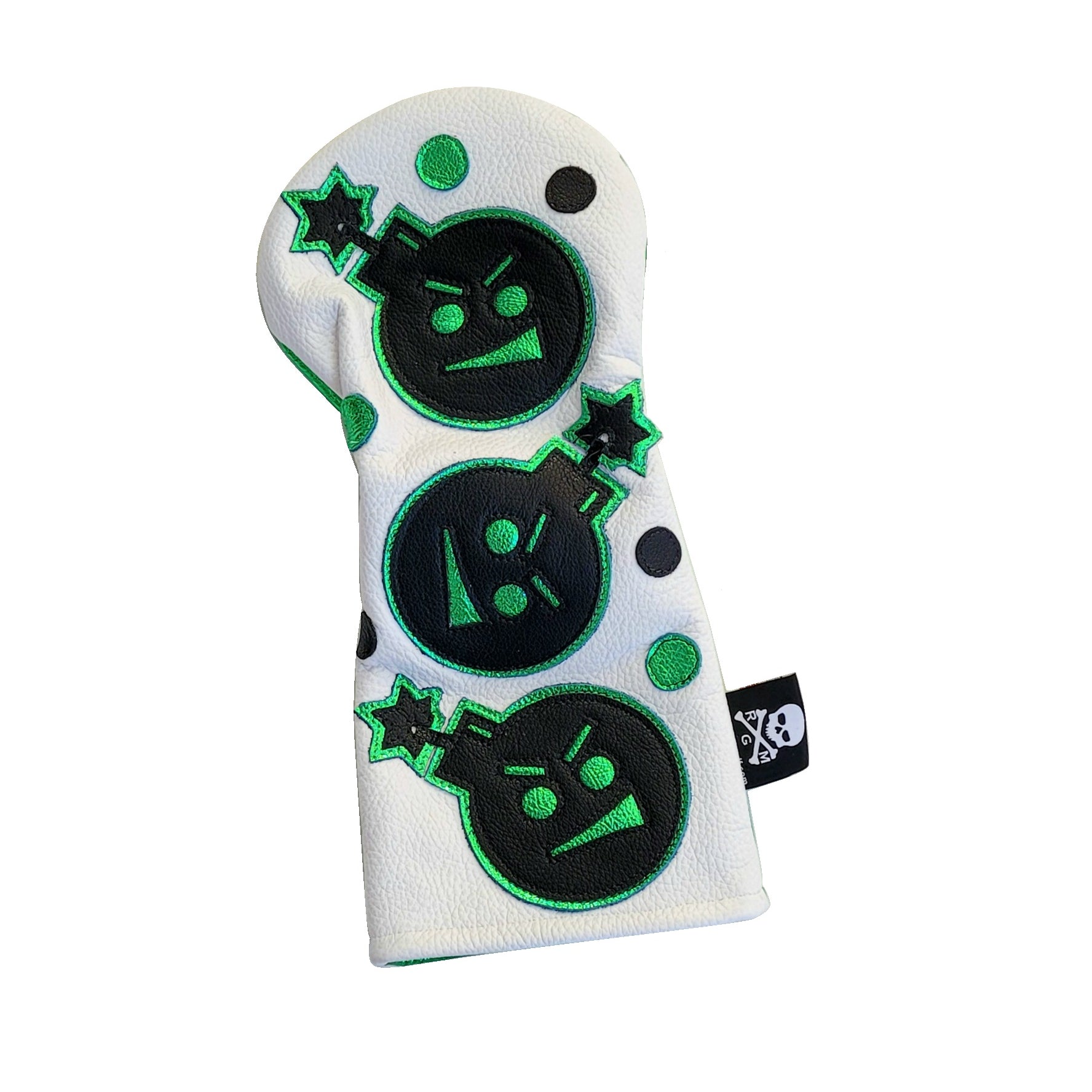 Limited Edition! Metallic Green Dancing "Angry Bombs" Driver Headcover - Robert Mark Golf