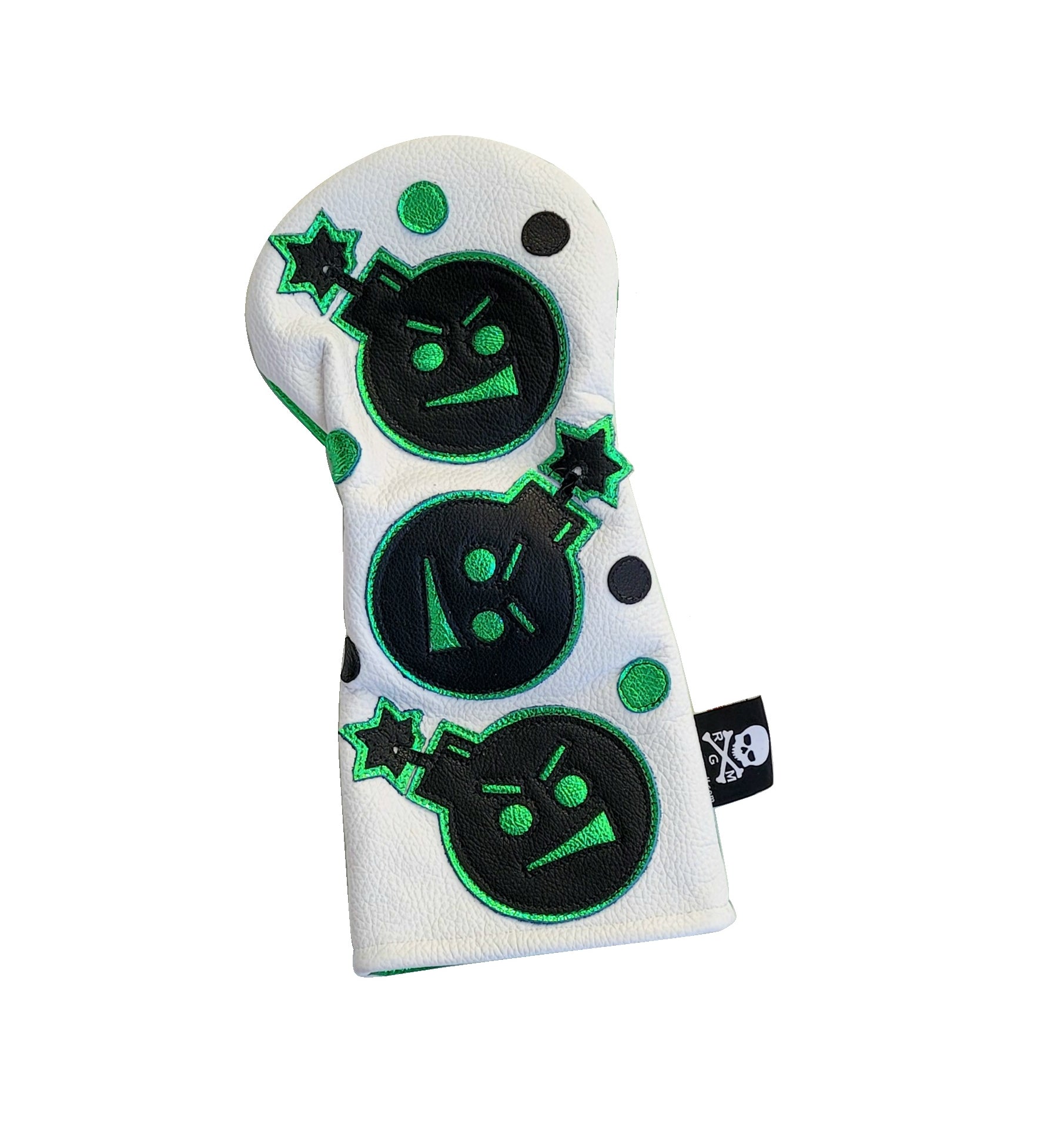 Limited Edition! Metallic Green Dancing "Angry Bombs" Driver Headcover - Robert Mark Golf