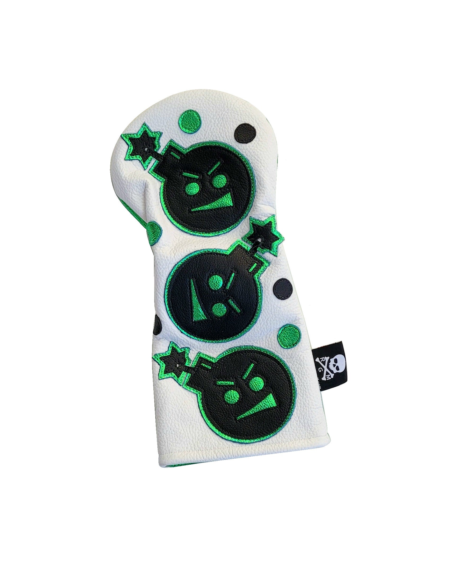 Limited Edition! Metallic Green Dancing "Angry Bombs" Driver Headcover - Robert Mark Golf