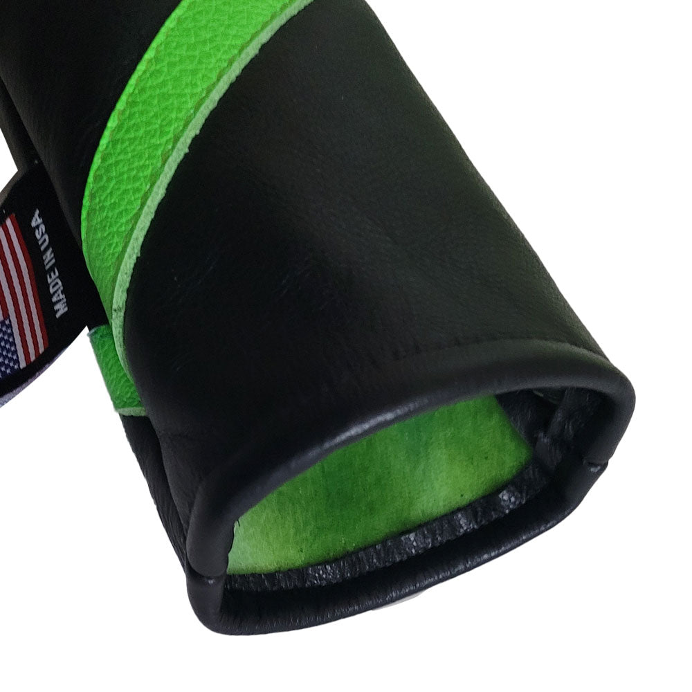 One-Of-A-Kind! Neon Green Skull & Bones / Stripe Hybrid headcover - Robert Mark Golf
