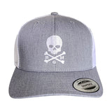 NEW! The RMG Grey/White Skull & Bones Trucker Snapback Hat
