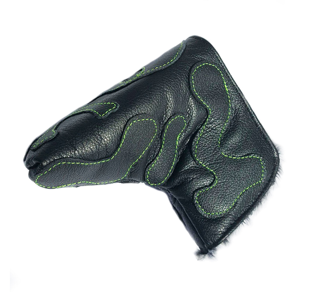 The "Murdered Out" Green Stitch Skull & Bones Camo Putter Cover - Robert Mark Golf