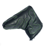 The "Murdered Out" Green Stitch Skull & Bones Camo Putter Cover - Robert Mark Golf