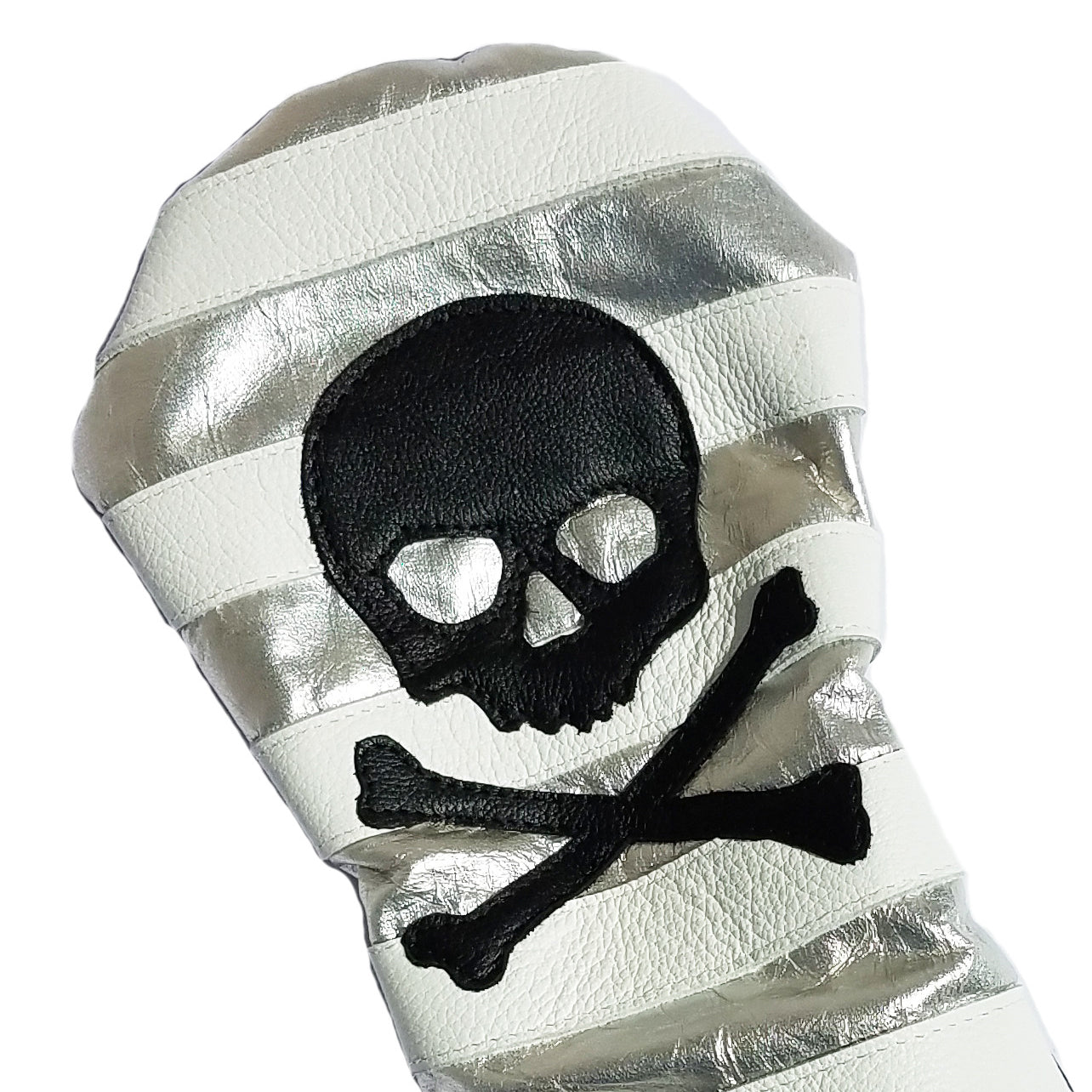 Rugby Style Skull & Bones Silver Metallic Headcover - Robert Mark Golf