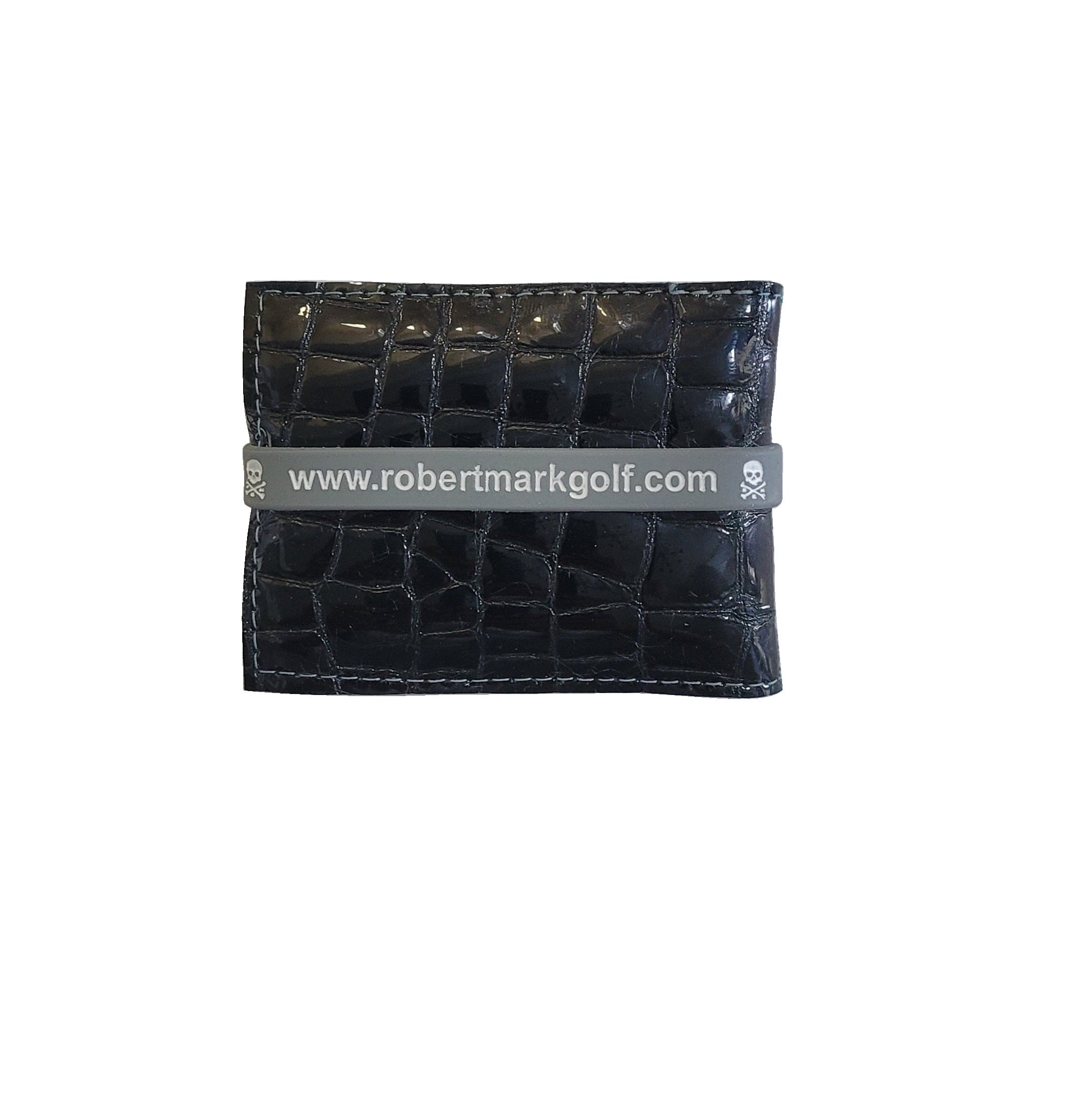 NEW! RMG Black Patent Leather Alligator Embossed / Tiffany Blue Leather Cash Cover/ Wallet - Robert Mark Golf