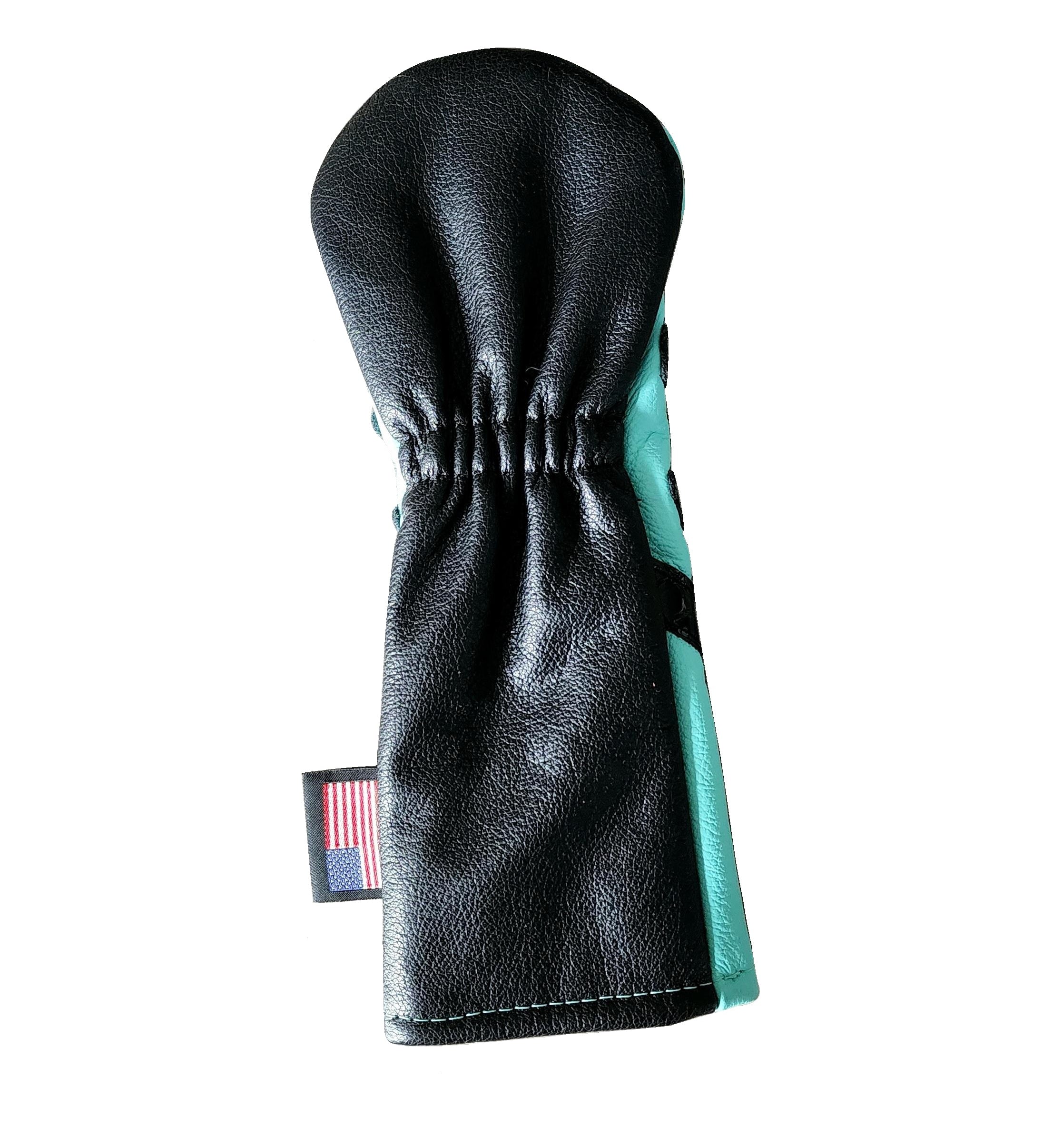 One-Of-A-Kind! Black Alligator emb. Skull & Bones Tiffany Blue Fairway Wood Headcover - Robert Mark Golf