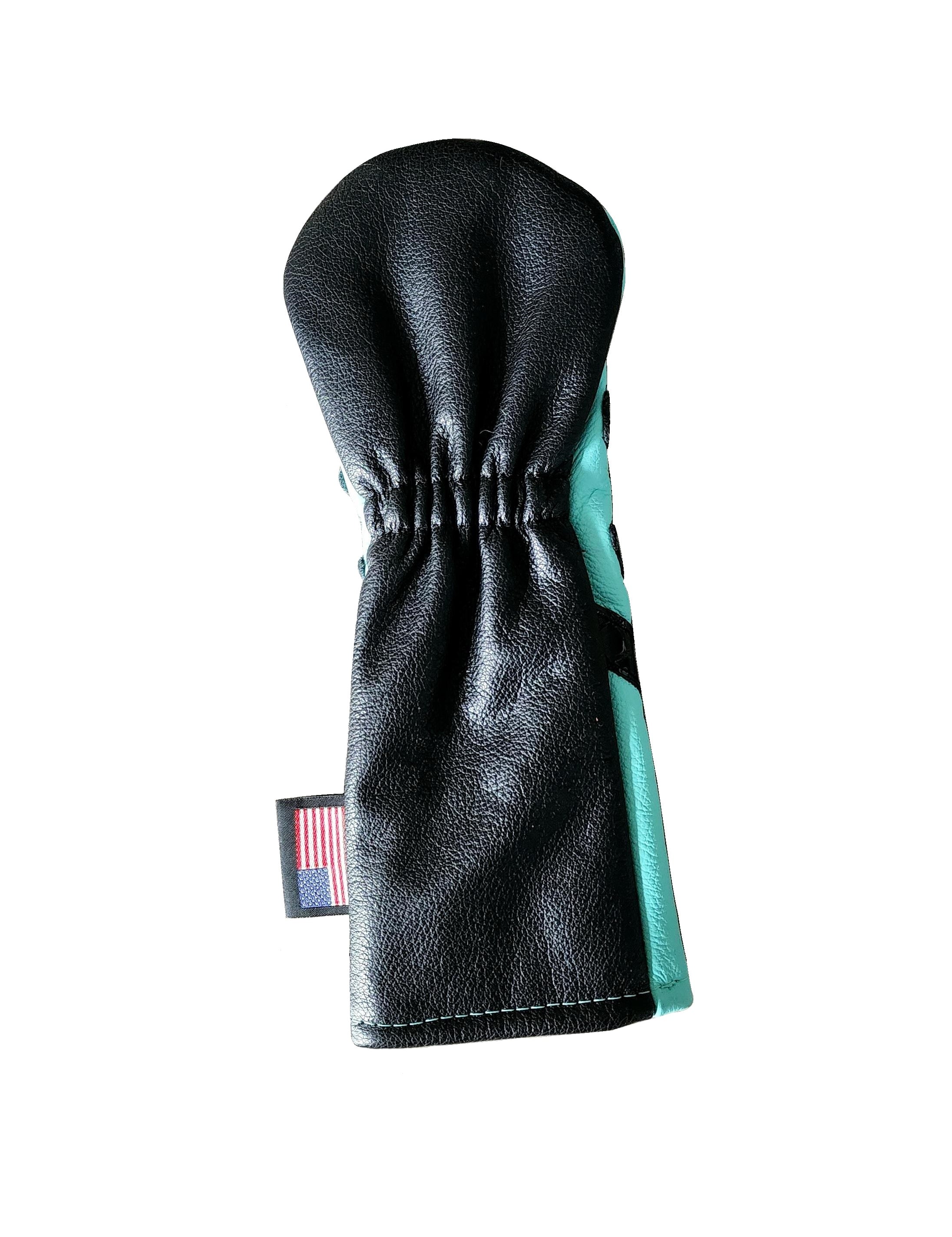 One-Of-A-Kind! Black Alligator emb. Skull & Bones Tiffany Blue Fairway Wood Headcover - Robert Mark Golf