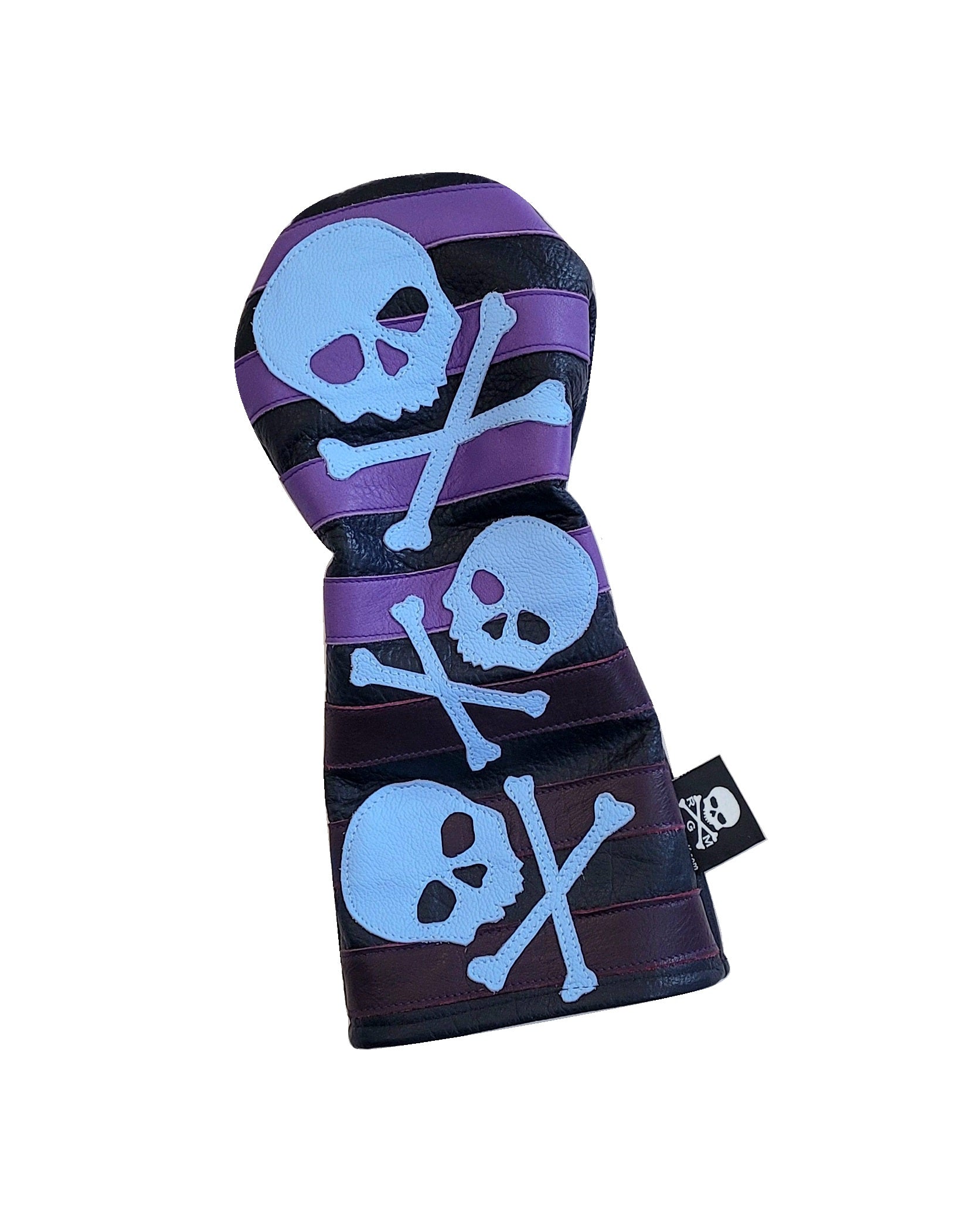 One-Of-A-Kind! Signature Dancing Skull & Bones / Rugby Stripes Driver Cover - Robert Mark Golf