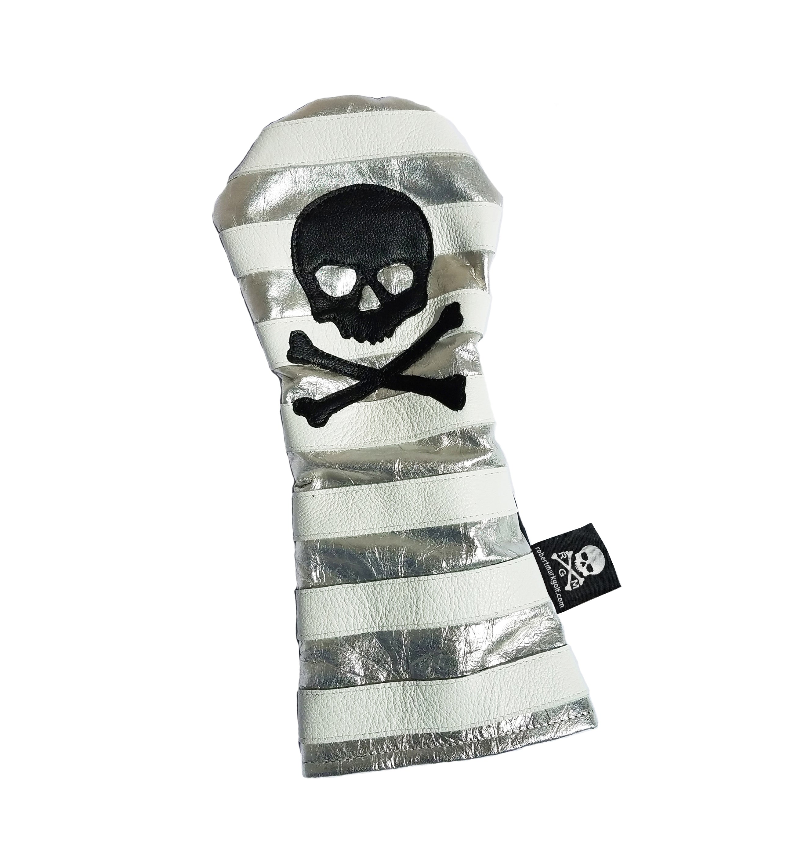 Rugby Style Skull & Bones Silver Metallic Headcover - Robert Mark Golf